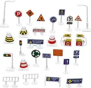 Kisangel 28pcs Traffic Road Signs Playset Educational Traffic Signs for Classroom Teaching for Early Education Birthday