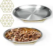Stainless Steel Cat Dishes for Food and Water Bowls for Small Pets Relief of Whisker Fatigue -2 Sets Shallow Style(6.5 Inch)