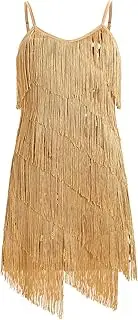 [IWEMEK] Kids 1920s Fapper Dress for Girls Latin Dance Dress Tassel Sequin Fringe Dresses 1920s Gatsby Party Ballroom Dance Costumes