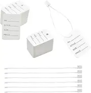 1000 Pcs 7 Inch Hang Tag String and Price Tag, Store Clothing Tag Unstrung Coupon With Nylon String Snap Lock Pin Loop Fastener Hook Ties for Clothes Retail Store (White)