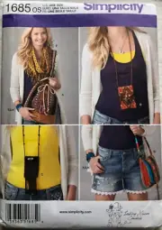 Simplicity 1685 UNCUT Shoulder Bag, Drawstring Bag, Scarf, Passholder Pattern