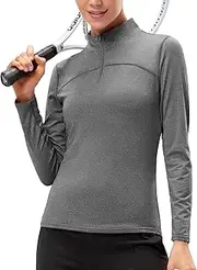 Evolyline Women's Thermal Long Sleeve Shirt 1/4 Zip Sports Shirt Women's Fleece Breathable Top Running Shirts Functional Shirt Women's Long Sleeve Stand-Up Collar Pullover Zip Warm Long Sleeve Sports