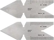 uxcell 2pcs Center Gauge 55 Degree Thread Cutting Angle Gauge Stainless Steel Lathe Cutting Tool, Thread Pitch Increment 16/20/24/32thd