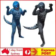 Boys Kids Godzilla Party Costume Cosplay Jumpsuit Mask Halloween Book Week 4-13Y