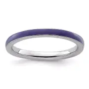 Solid Sterling Silver Stackable Expressions Purple Enameled 2.25mm Ring