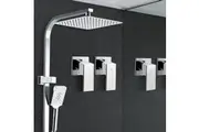 Cefito 10'' Rain Shower Head Set Handheld Square High Pressure Twins Tap Chrome