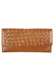 Woven Leather Crumble Wallet--MAN-W541CR