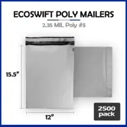 2500 12x16 EcoSwift Poly Mailers Plastic Envelopes Shipping Mailing Bags 2.35MIL