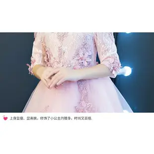 女童白色一字肩禮服 喜宴花童伴娘洋裝 粉色一字肩修身時尚連衣裙 公主紗裙 兒童節目表演鋼琴演出晚禮服 生日聚會拍照洋裝