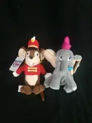 Disney World Dumbo And Timothy Mouse 8" Beanbag Plush Nee With Tags