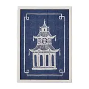 [OneWorld Collection] Pagoda Blue and White Wall Art A