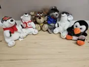 1998 Coca-Cola Winter Set of 6 Bean Bag Plush Bear/Seal/Penguin/Walrus/Reindeer
