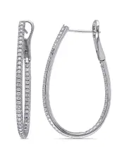 14K 1.00 ct. tw. Diamond Hoops