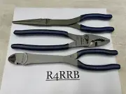 Snap-On Tools NEW 3pc POWER BLUE Soft Grip Heavy Duty Pliers Lot Set PL330ACFMB