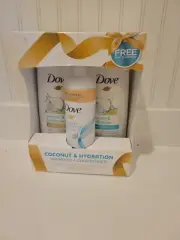 Dove Coconut and Hydration Shampoo and Conditioner Gift Set, 3 Piece NEW