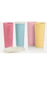 Tupperware Pastel 12oz Tumblers Set of 4 with lids New