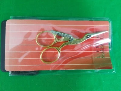 Mundial Scissors Forged Stork Embroidery 3.5" Gold-Plated Lifetime Guarantee