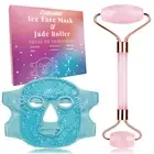 ZNÖCUETÖD Ice Face Roller Facial Jade Roller and Ice Face Mask Cold Cooling Gel