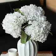 DUYONE 3PCS 21 inch Lifelike Artificial Hydrangea Large Real Touch Flowers Artificial Flowers Dry Flowers Outdoor Wedding Christmas Office Family Party Living Room Table Decoration (White)