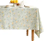 Designer Green Tablecloth for Rectangle Tables,Vintage Linen with Yellow Fruits