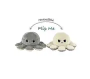 Reversible Octopus Plushie Double-sided Flip Doll Show Mood Toy D GRAY WHITE
