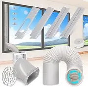 Portable Air Conditioner Window Door Kit with 5.9” Exhaust Hose Adjustable AC Vent Kit for Ducting Universal AC Seal Panel for Horizontal&Vertical Window