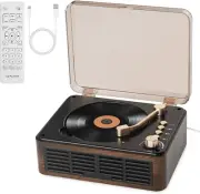 CD Player with Speakers Hifi Stereo Sound for Home,Bluetooth Retro Wood CD Music