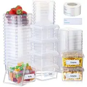 50 Sets Square Deli Containers with Lids Stackable Plastic Freezer Food Clear...