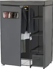 SimpleHouseware Portable Closet Wardrobe Clothes Organizer Storage with Cover, D