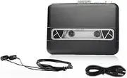 domoi Portable USB Cassette Capture Radio Player USB Cassette Tape to MP3 Converter Music Player Cassette Recorder Black