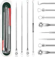 FEITA Blackhead Remover Pimple Popper Tool Kit, Comedone Pimple Extractor Acne Tools for Face Nose, Stainless Acne Needle Zit Popping Removal Facials Tool, Silver 4Pcs