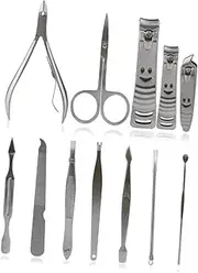 HAPINARY Manicure Tools Set 12pc Nail Clipper Scissors Kit Stainless Steel Portable Grooming Kit Random Style