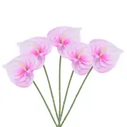 5Pcs 13" Artificial Anthurium Lily Flowers Floral Bouquet Decor, Fuchsia White