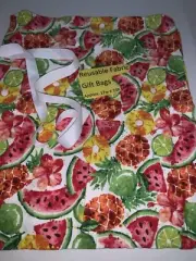 Fabric Gift Bag Shoe Or Purse Storage Watermelon Pineapple Tropical Fruit Cute