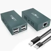 USB Extender Over Ethernet RJ45 LAN Extension, with 4 USB 2.0 Ports, Transmit...