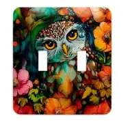 Metal Light Switch Plate Cover Owlet in Flowers Decorative Light Switchplate ...