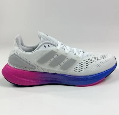 adidas Pureboost 22 Womens 9.5 White Mesh Upper Running Shoes Sneakers HQ8576