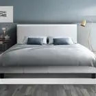 Double Size Bed Frame Base PU Leather Upholstered Mattress Platform Wooden Slat