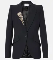 [McQueen] McQueen Embroidered blazer AU 6 black