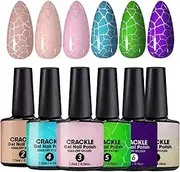 Gel Nail Polish Set | UV LED Lamp Crackle Fingernail Finish Gel - Multifunctional Manicure Supplies Portable for Outdoor School Business Trip Traveling