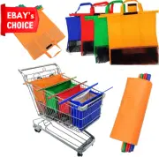 Trolley Bags Set of 4 Reusable Grocery Cart Bags with Cooler Egg Wine Holder