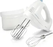 Batidora de Mano Hamilton Beach 6 Velocidades con Batidores y Estuche, 250W Blan