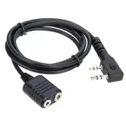 2 Hole Headest Extension Cord 1m Length Useful Walkie Talkie Earpiece Extension