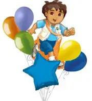 7 pc Go Diego Dinosaur Balloon Bouquet Decoration Party Happy Birthday Adventure