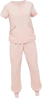[yuksok] Uniforms Scrub Set Work suits Nurse Top and Pants Work Clothes Short Sleeve with Pockets for SPA Beauty Center Operating Room