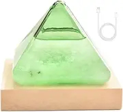 Storm Glass Weather Forecaster,Green Pyramid Storm Bottle with Wooden Base | Creative Stylish Weather Forecast Station Bottle Home Decoration for Women Men Mom Dads