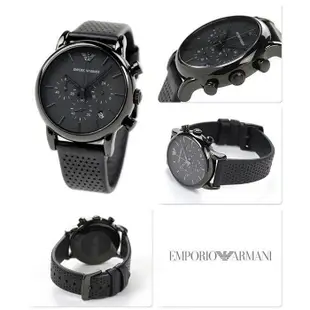 【可面交】Emporio Armani AR1737 41mm 黑色 三眼計時 腕錶 男錶 基隆大錶哥 亞曼尼 手錶