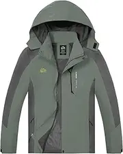 [TEZO] Mens Rain Jacket Waterproof with Hooded Hiking Coat Lightweight Windbreaker