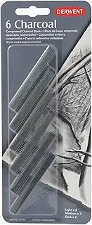 [Derwent] Charcoal Drawing Blocks, Set of 6 Compressed Charcoal Sticks, Professional Quality, 35996 - Black