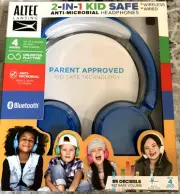 Altec Headphone for Kids Blue Bluetooth, 3.5 AUX Up To 4 Hr Bluetooth Kid Safe